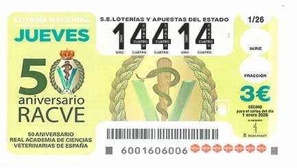 Décimo 14414 del sorteo 1-01/01/2026 Jueves