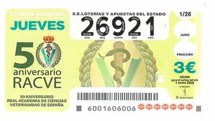 Décimo 26921 del sorteo 1-01/01/2026 Jueves