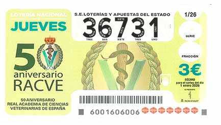 Décimo 36731 del sorteo 1-01/01/2026 Jueves