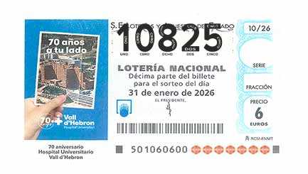 Décimo 10825 del sorteo 10-31/01/2026 Sábado
