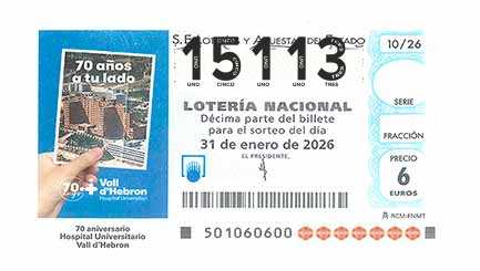 Décimo 15113 del sorteo 10-31/01/2026 Sábado