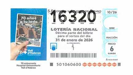 Décimo 16320 del sorteo 10-31/01/2026 Sábado