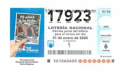 Décimo 17923 del sorteo 10-31/01/2026 Sábado