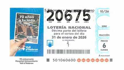 Décimo 20675 del sorteo 10-31/01/2026 Sábado
