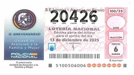 Décimo 20426 del sorteo 100-13/12/2025 Sábado