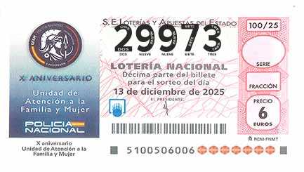 Décimo 29973 del sorteo 100-13/12/2025 Sábado