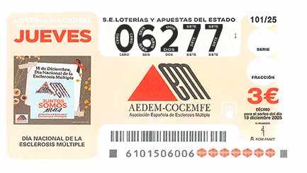Décimo 06277 del sorteo 101-18/12/2025 Jueves