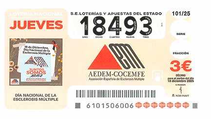 Décimo 18493 del sorteo 101-18/12/2025 Jueves