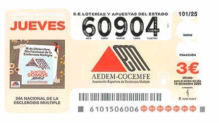 Décimo 60904 del sorteo 101-18/12/2025 Jueves
