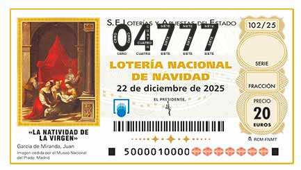 Décimo 04777 del sorteo 102-22/12/2025 Navidad