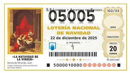 Décimo 05005 del sorteo 102-22/12/2025 Navidad