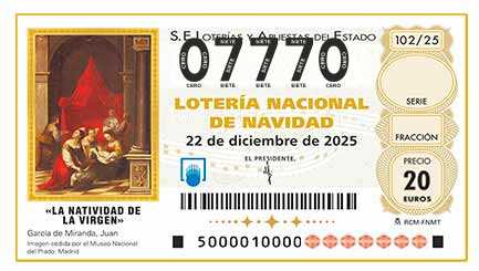 Décimo 07770 del sorteo 102-22/12/2025 Navidad