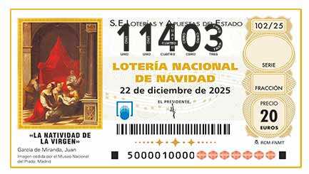 Décimo 11403 del sorteo 102-22/12/2025 Navidad