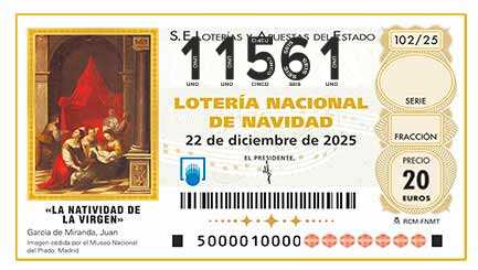 Décimo 11561 del sorteo 102-22/12/2025 Navidad