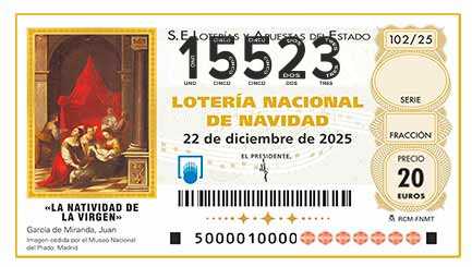 Décimo 15523 del sorteo 102-22/12/2025 Navidad