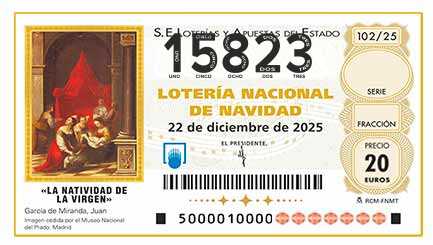 Décimo 15823 del sorteo 102-22/12/2025 Navidad