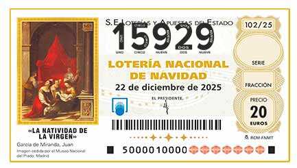 Décimo 15929 del sorteo 102-22/12/2025 Navidad