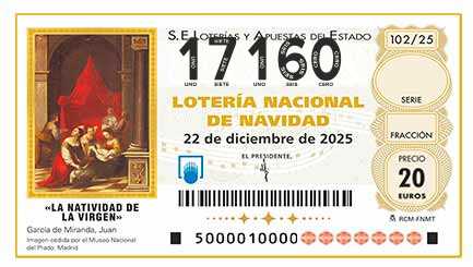 Décimo 17160 del sorteo 102-22/12/2025 Navidad