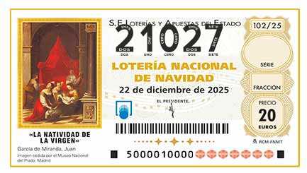 Décimo 21027 del sorteo 102-22/12/2025 Navidad