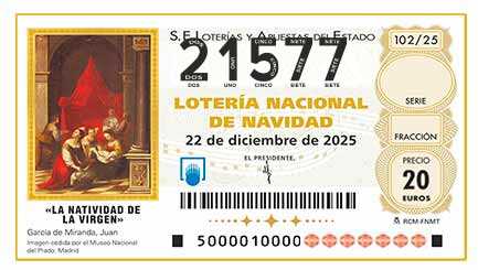 Décimo 21577 del sorteo 102-22/12/2025 Navidad