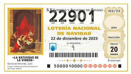 Décimo 22901 del sorteo 102-22/12/2025 Navidad