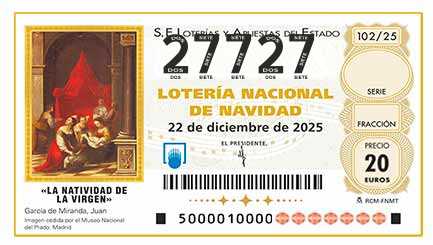 Décimo 27727 del sorteo 102-22/12/2025 Navidad