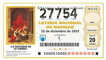 Décimo 27754 del sorteo 102-22/12/2025 Navidad