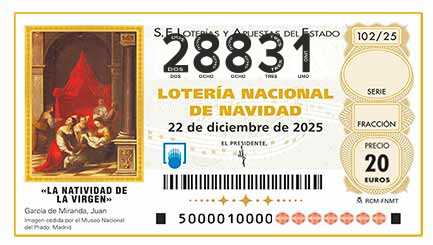 Décimo 28831 del sorteo 102-22/12/2025 Navidad