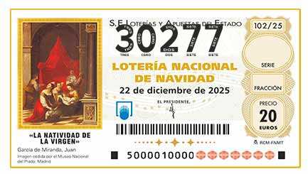Décimo 30277 del sorteo 102-22/12/2025 Navidad