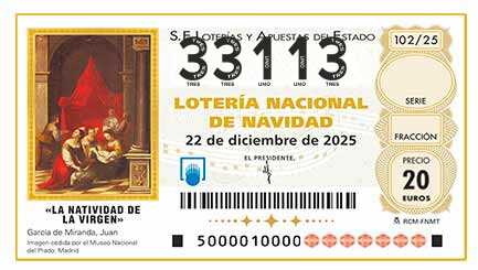 Décimo 33113 del sorteo 102-22/12/2025 Navidad
