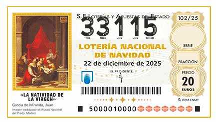 Décimo 33115 del sorteo 102-22/12/2025 Navidad