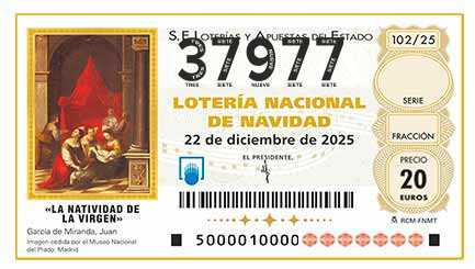 Décimo 37977 del sorteo 102-22/12/2025 Navidad