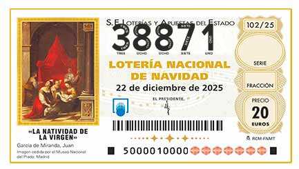 Décimo 38871 del sorteo 102-22/12/2025 Navidad