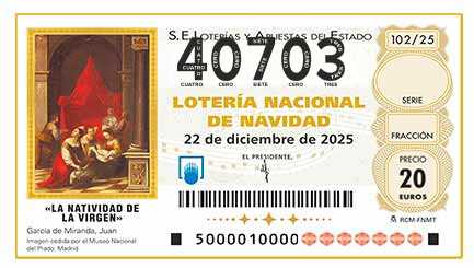 Décimo 40703 del sorteo 102-22/12/2025 Navidad