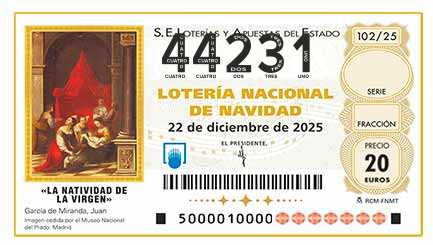 Décimo 44231 del sorteo 102-22/12/2025 Navidad