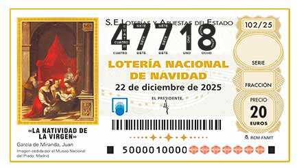 Décimo 47718 del sorteo 102-22/12/2025 Navidad