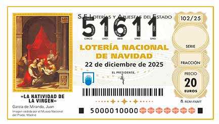 Décimo 51611 del sorteo 102-22/12/2025 Navidad