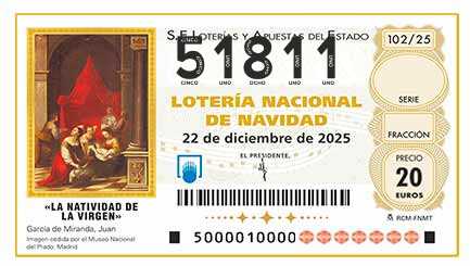 Décimo 51811 del sorteo 102-22/12/2025 Navidad