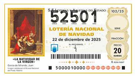 Décimo 52501 del sorteo 102-22/12/2025 Navidad