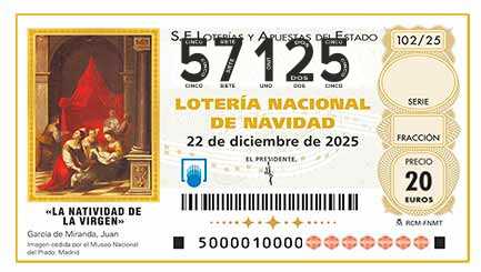 Décimo 57125 del sorteo 102-22/12/2025 Navidad