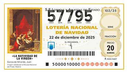 Décimo 57795 del sorteo 102-22/12/2025 Navidad