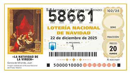 Décimo 58661 del sorteo 102-22/12/2025 Navidad