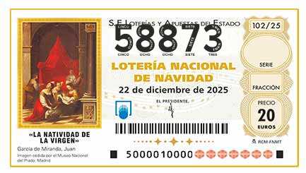 Décimo 58873 del sorteo 102-22/12/2025 Navidad