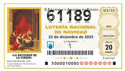 Décimo 61189 del sorteo 102-22/12/2025 Navidad