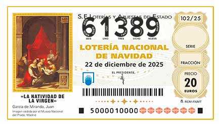 Décimo 61389 del sorteo 102-22/12/2025 Navidad