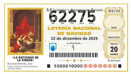 Décimo 62275 del sorteo 102-22/12/2025 Navidad