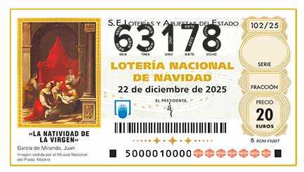 Décimo 63178 del sorteo 102-22/12/2025 Navidad