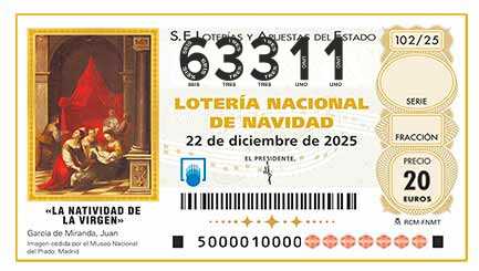 Décimo 63311 del sorteo 102-22/12/2025 Navidad