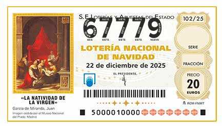 Décimo 67779 del sorteo 102-22/12/2025 Navidad