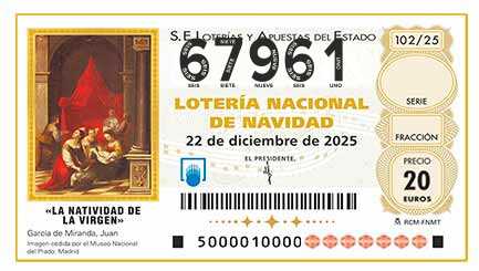 Décimo 67961 del sorteo 102-22/12/2025 Navidad